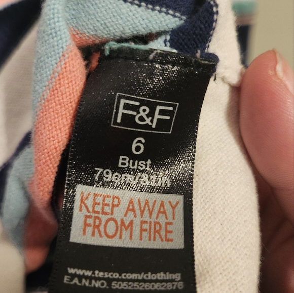 F&F chic Elbow Length Sleeved Button Up Striped Cardigan- Size 6 - Picture 7 of 7